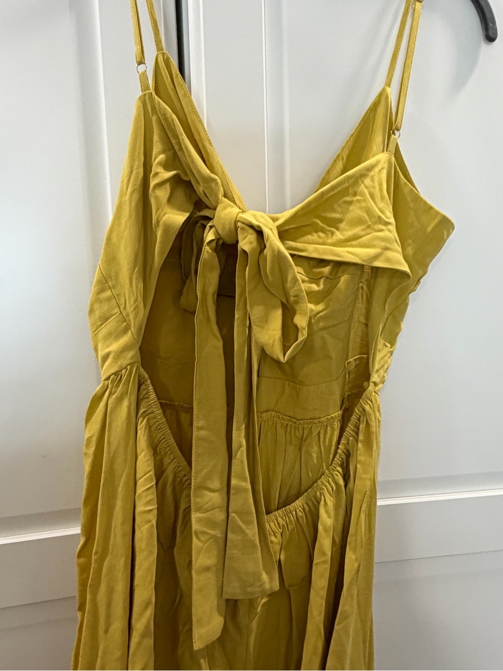 Cupshe Mustard Yellow Twist Front Spaghetti Strap Maxi Dress - Picture 8 of 9